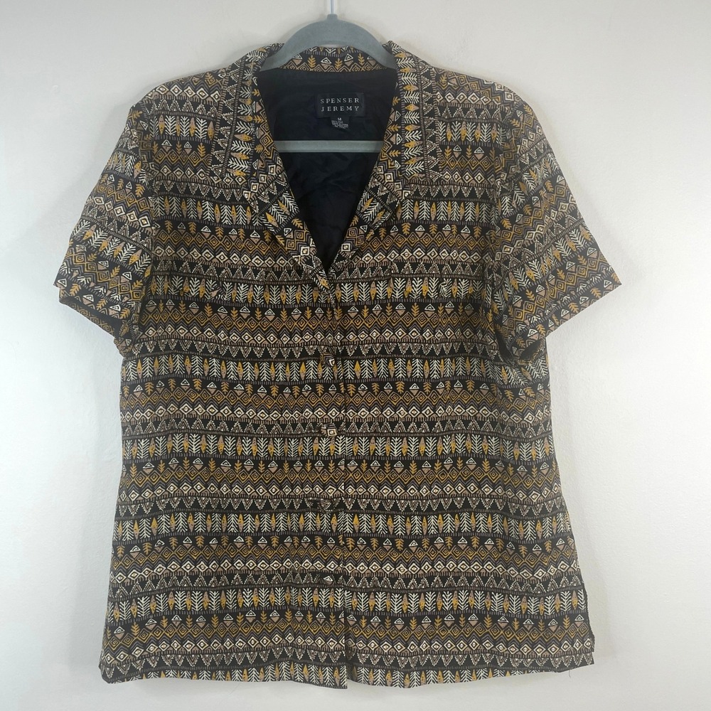 Vintage Spenser Jeremy Button Up Top Womens 14 Silk Classic Career City Chic